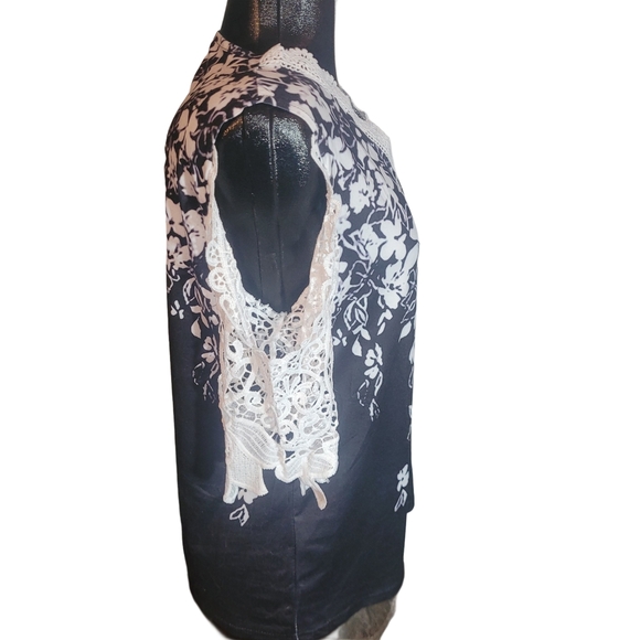 Floral Lace Cold Shoulder Top M - Picture 4 of 6